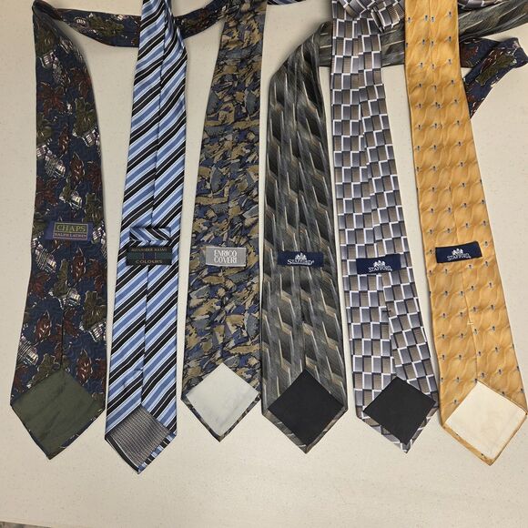 Lot 6 Men's Ties Silk or Polyester Wearable Craft Quilting Multi Colors - Picture 10 of 16